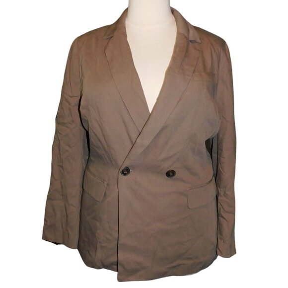 Madewell Womens Drapeweave Caldwell Double-Breasted Blazer Brown 2X